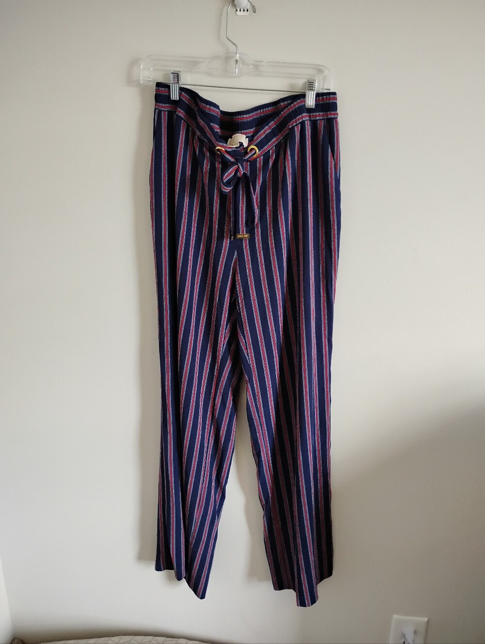 Michael Kors Navy Blue And Red Wide Leg Pants.